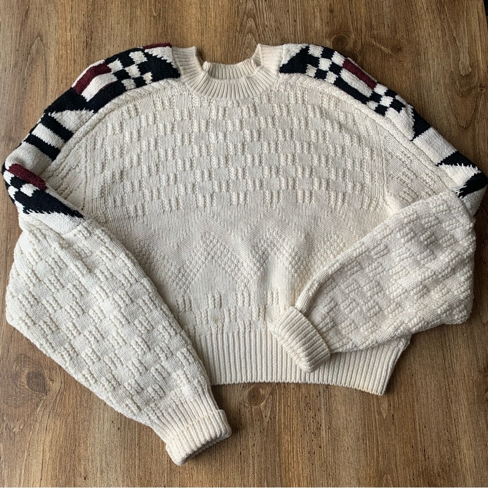 Isabel Marant Cream Sweater with Black and Red Accents